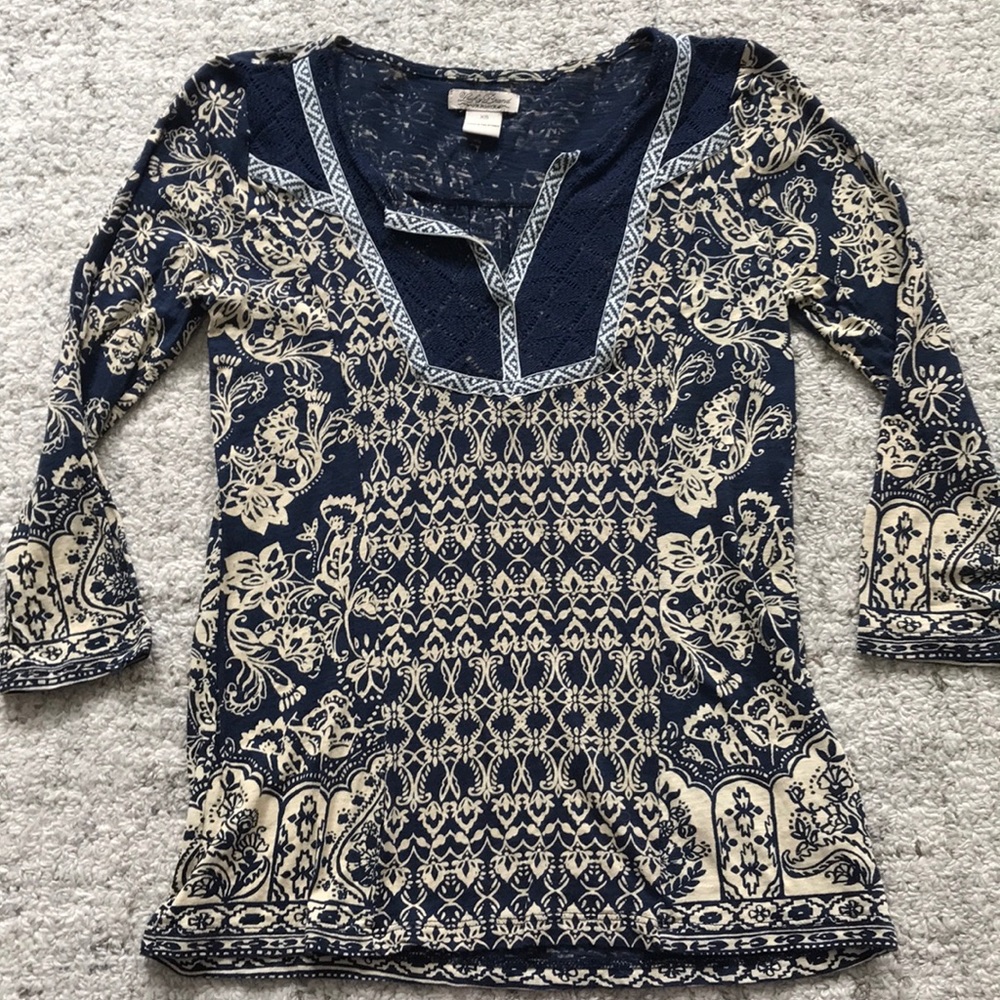 Lucky brand patterned 3/4 sleeve shirt